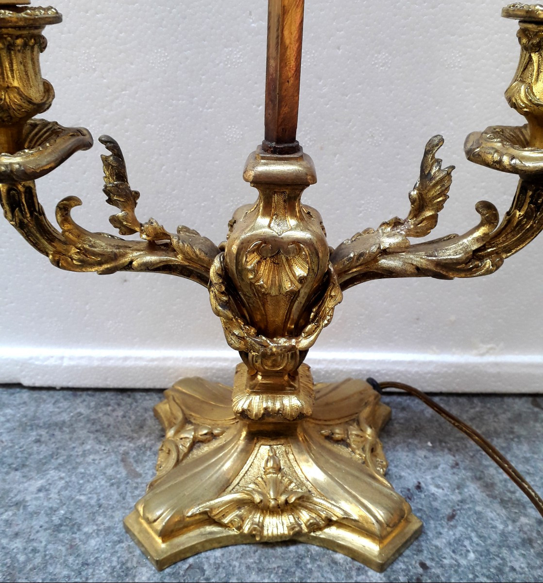 Candélabre Napoléon III, années 1860, en bronze ciselé et doré. -photo-2