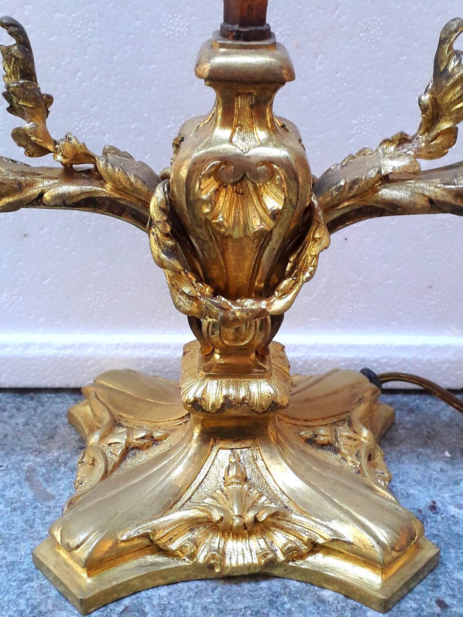 Candélabre Napoléon III, années 1860, en bronze ciselé et doré. -photo-2