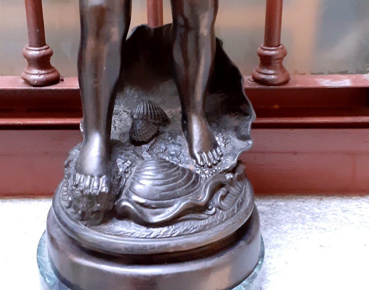 Bronze Sculpture Depicting Cupid With Bow And Arrows. -photo-5