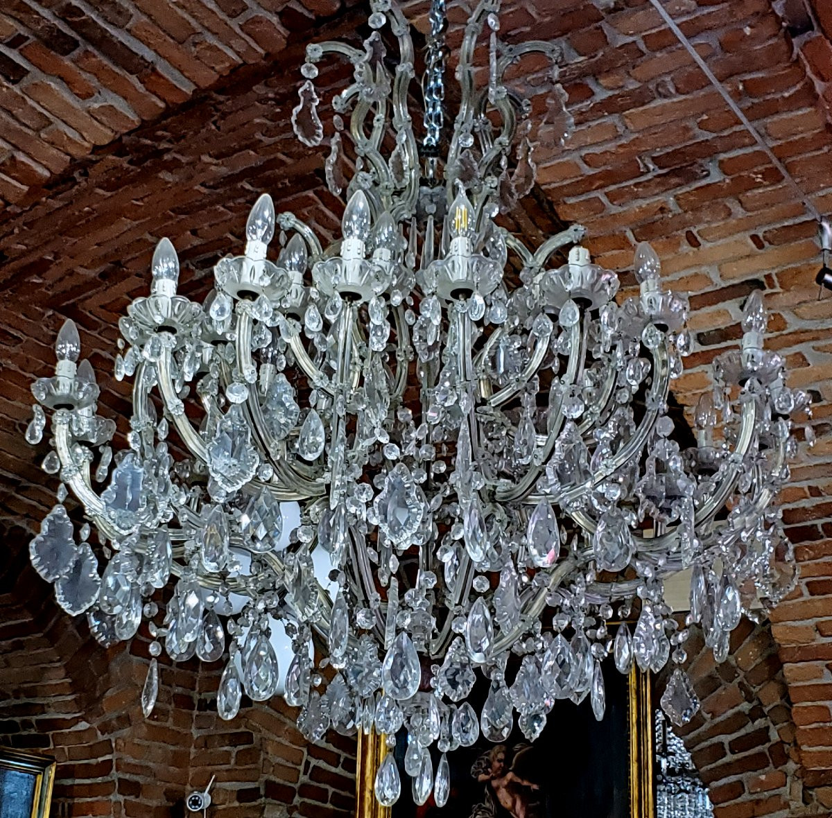 Antique Maria Theresa Chandelier, Iron Frame Covered In Crystal, 150 Cm High, 110 Cm Wide. -photo-3
