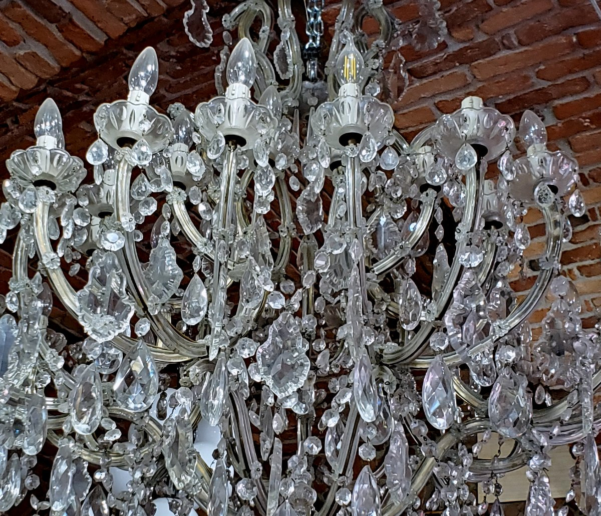 Antique Maria Theresa Chandelier, Iron Frame Covered In Crystal, 150 Cm High, 110 Cm Wide. -photo-1