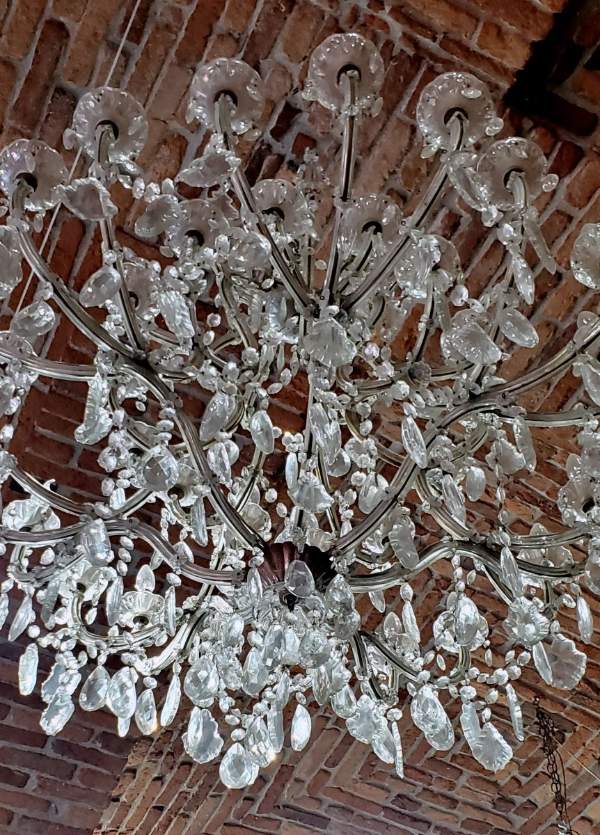 Antique Maria Theresa Chandelier, Iron Frame Covered In Crystal, 150 Cm High, 110 Cm Wide. -photo-2