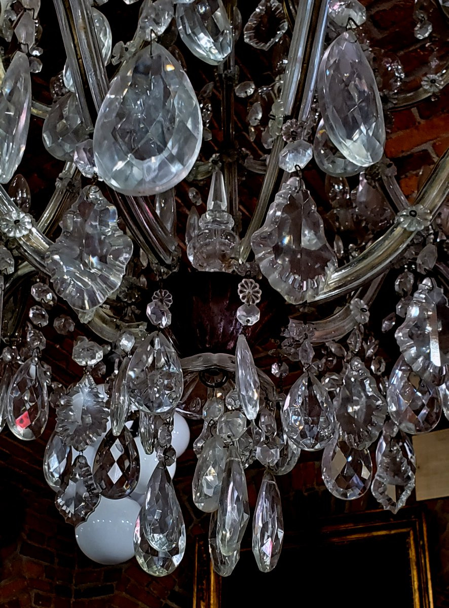 Antique Maria Theresa Chandelier, Iron Frame Covered In Crystal, 150 Cm High, 110 Cm Wide. -photo-3