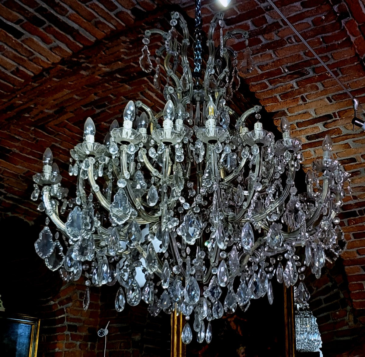 Antique Maria Theresa Chandelier, Iron Frame Covered In Crystal, 150 Cm High, 110 Cm Wide. -photo-4