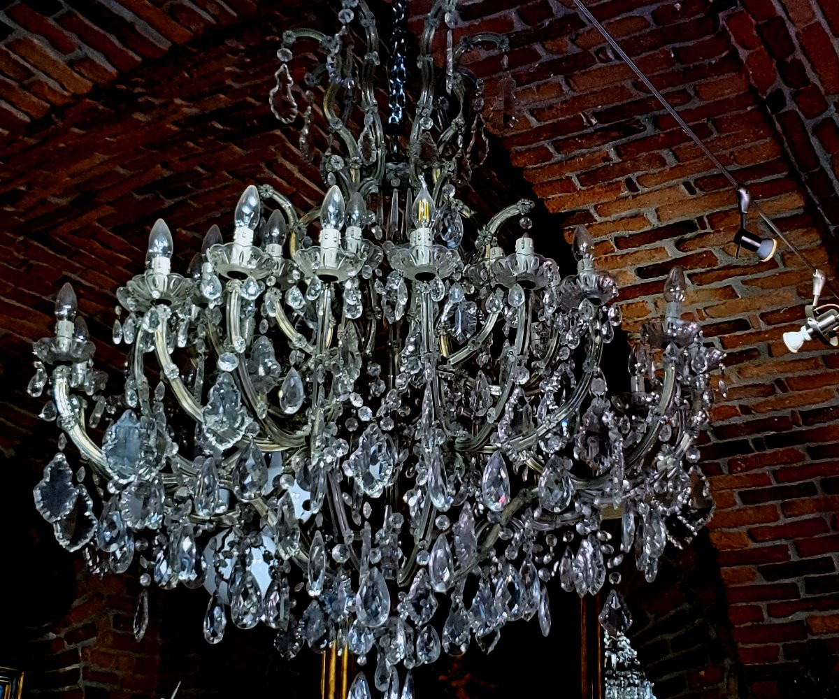 Antique Maria Theresa Chandelier, Iron Frame Covered In Crystal, 150 Cm High, 110 Cm Wide. -photo-5