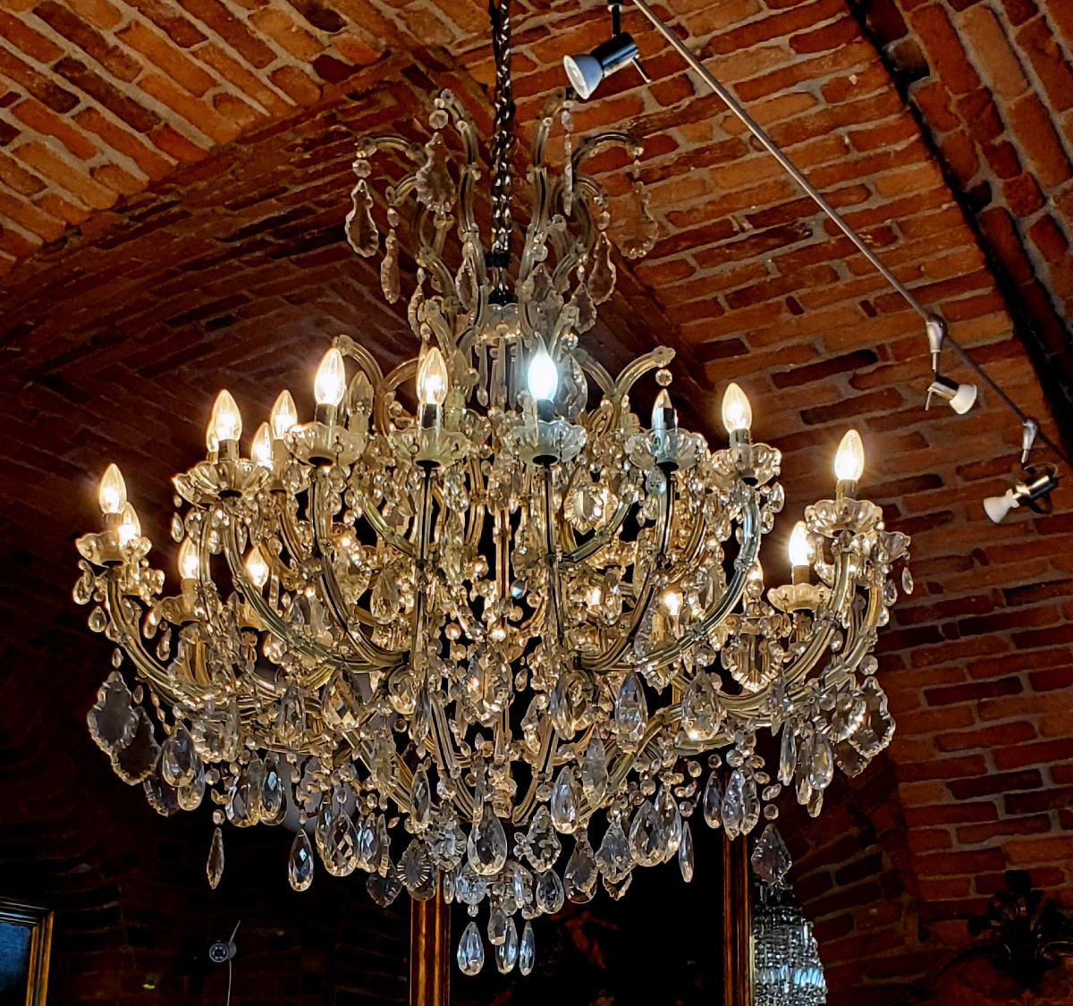 Antique Maria Theresa Chandelier, Iron Frame Covered In Crystal, 150 Cm High, 110 Cm Wide. 