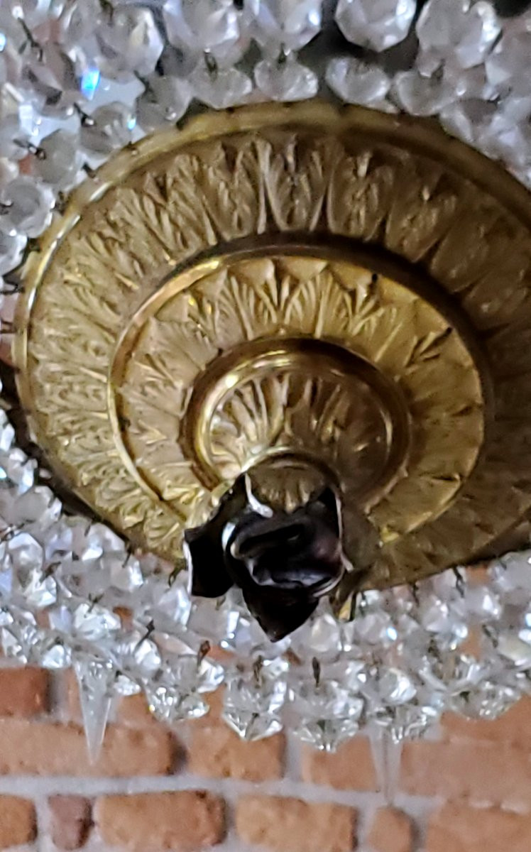 Lamp Napoleone III In Golden Bronze And Crystal Height 120 Cm Lamp Of High Quality, -photo-4