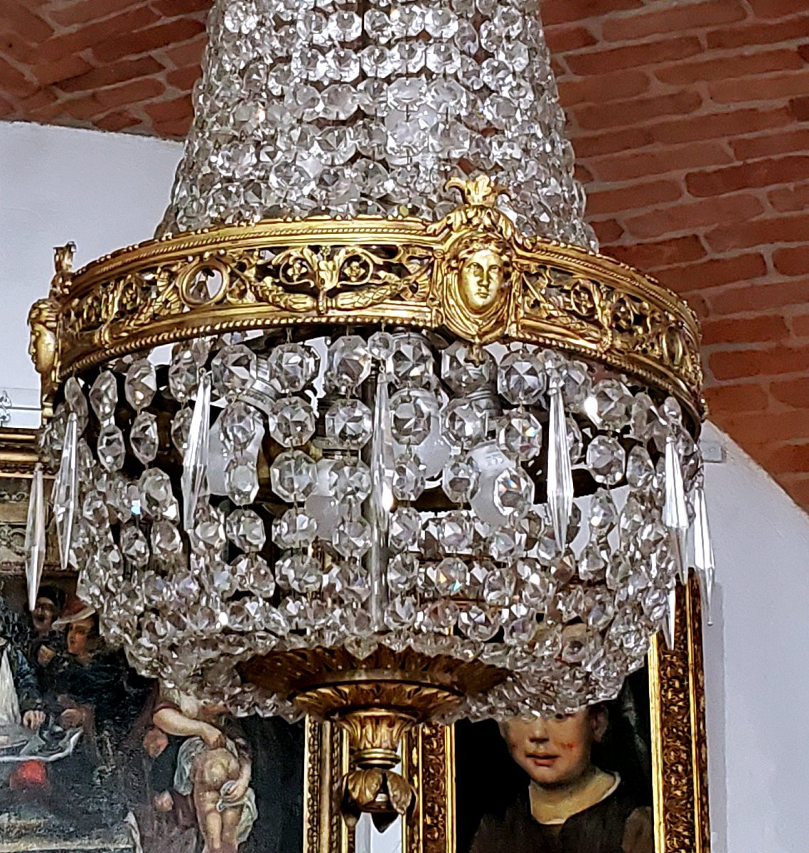 Lamp Napoleone III In Golden Bronze And Crystal Height 120 Cm Lamp Of High Quality, -photo-1