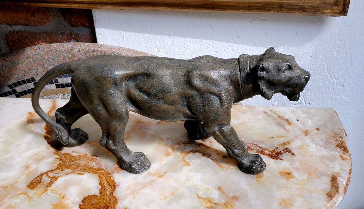 Antique Bronze Sculpture Depicting A Jaguar, Italian Manufacture-photo-2