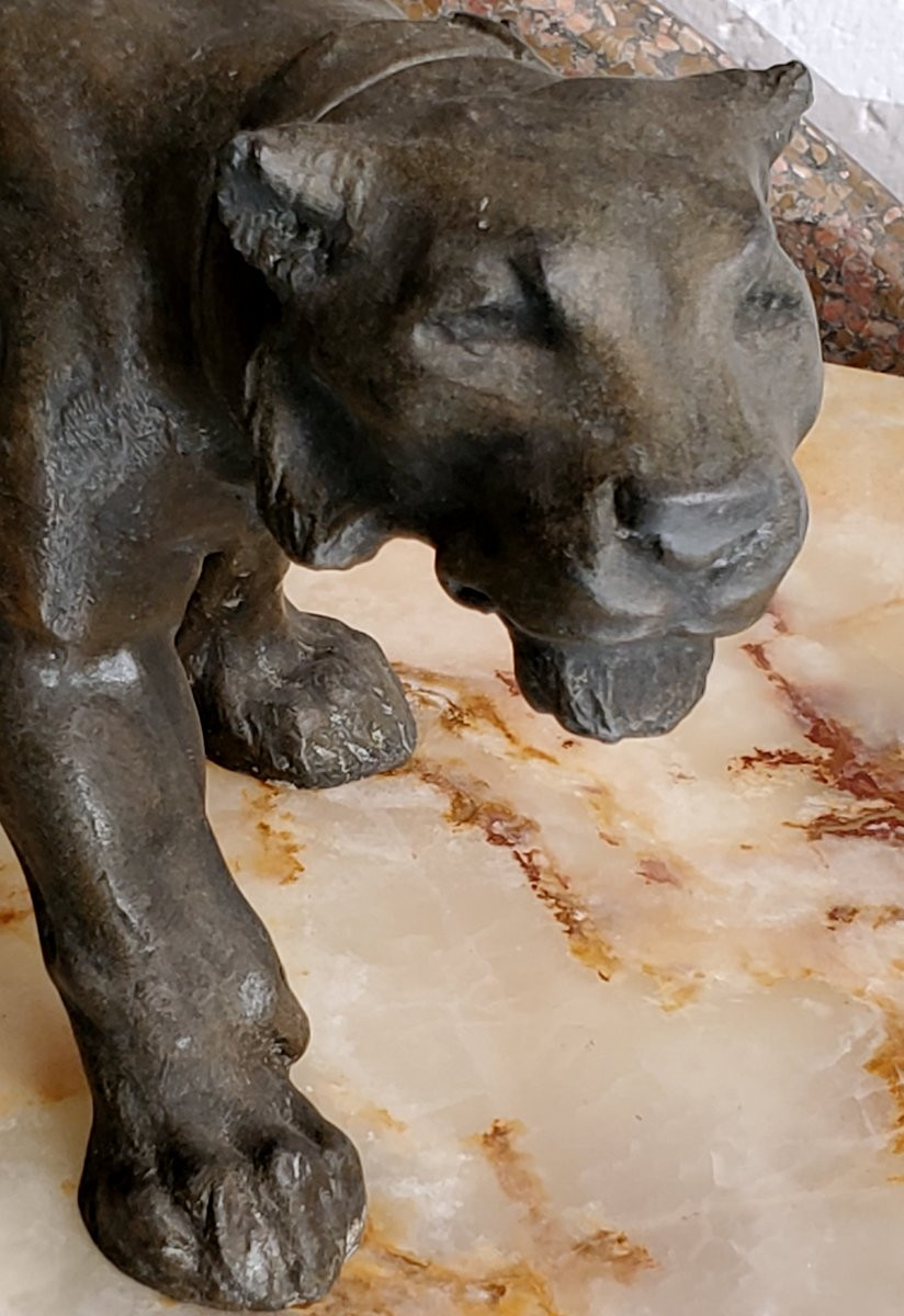 Antique Bronze Sculpture Depicting A Jaguar, Italian Manufacture-photo-4
