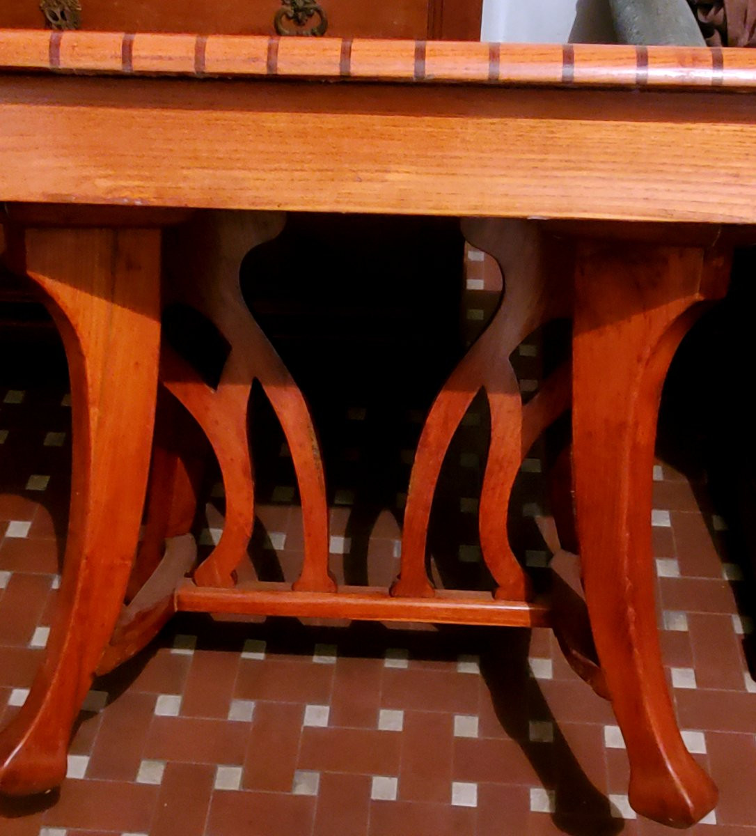 Antique Italian Art Nouveau Table, Rectangular In Shape, 100x78 Cm-photo-4