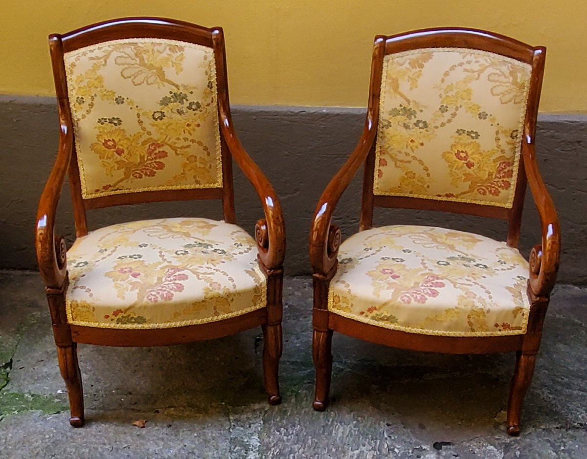 Antique Charles X-era Mahogany Armchairs, French-made. -photo-2