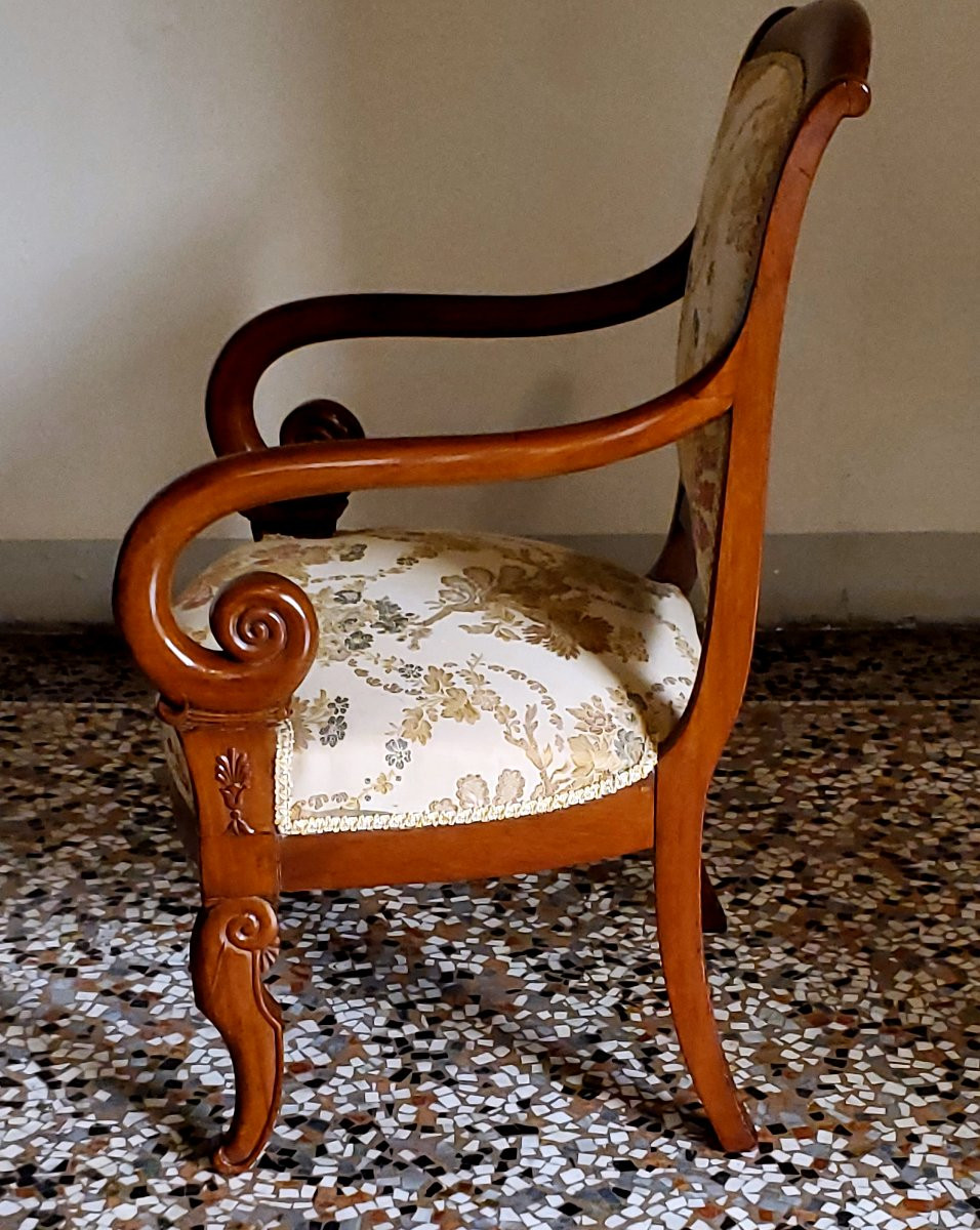 Antique Charles X-era Mahogany Armchairs, French-made. -photo-3