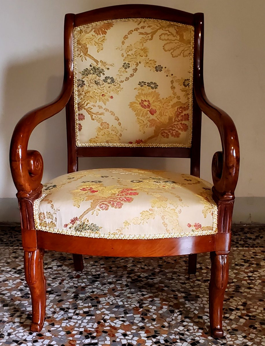 Antique Charles X-era Mahogany Armchairs, French-made. -photo-4