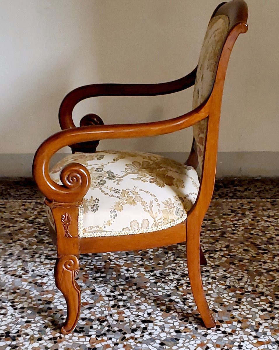 Antique Charles X-era mahogany armchairs, French-made. -photo-3