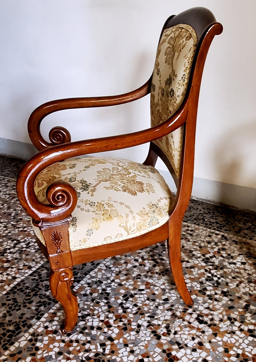 Antique Charles X-era Mahogany Armchairs, French-made. -photo-2