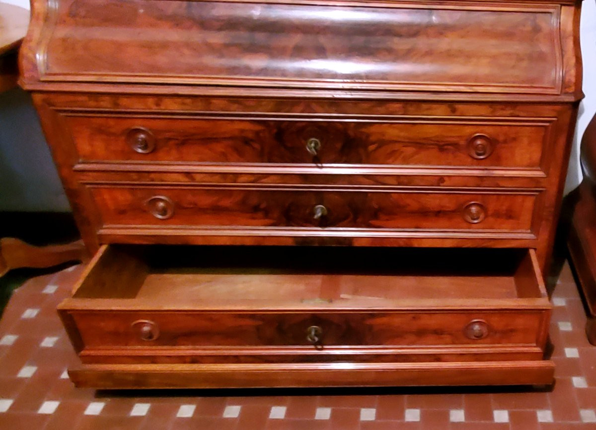 Commode ancienne à abattant en noyer d'époque Louis-Philippe.-photo-3