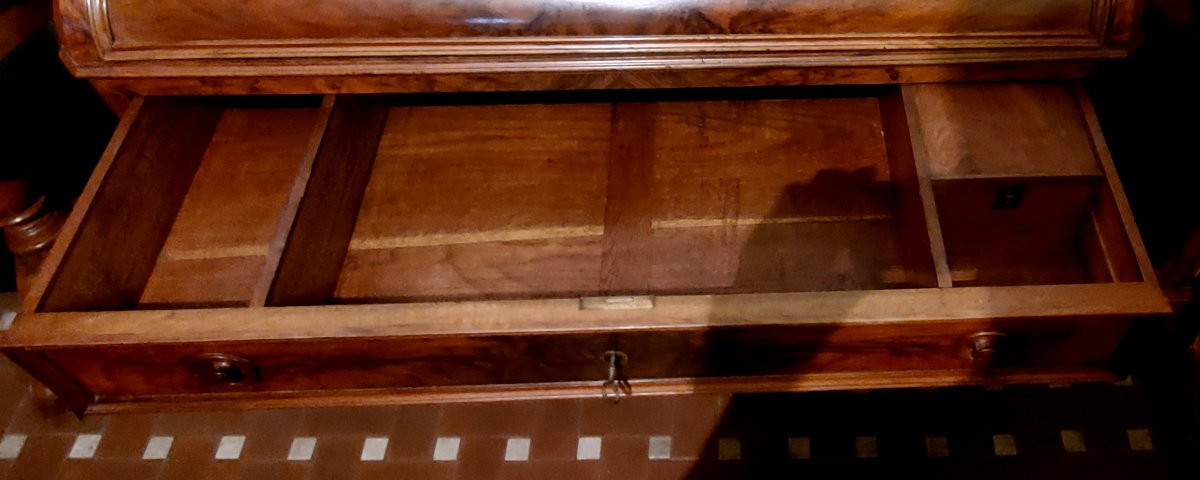 Commode ancienne à abattant en noyer d'époque Louis-Philippe.-photo-4