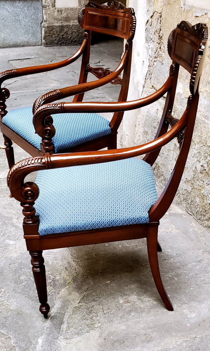 Antique Charles X Armchairs In Rosewood, Made In Italy-photo-3