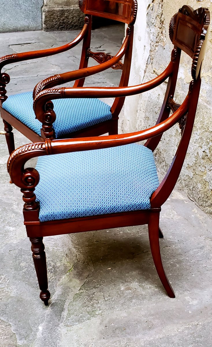 Antique Charles X Armchairs In Rosewood, Made In Italy-photo-1
