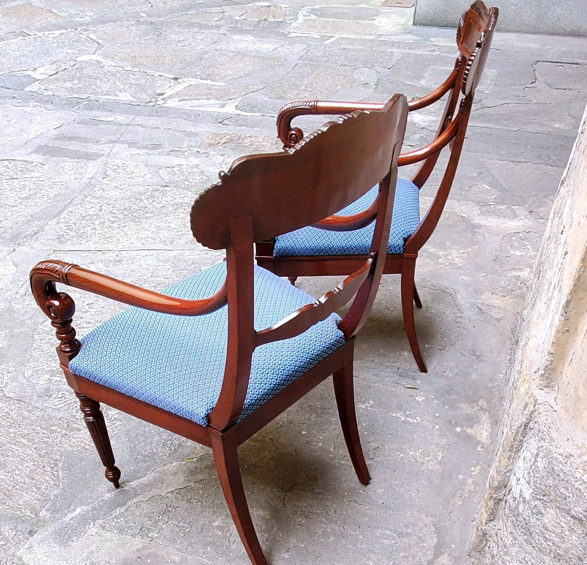 Antique Charles X Armchairs In Rosewood, Made In Italy-photo-7
