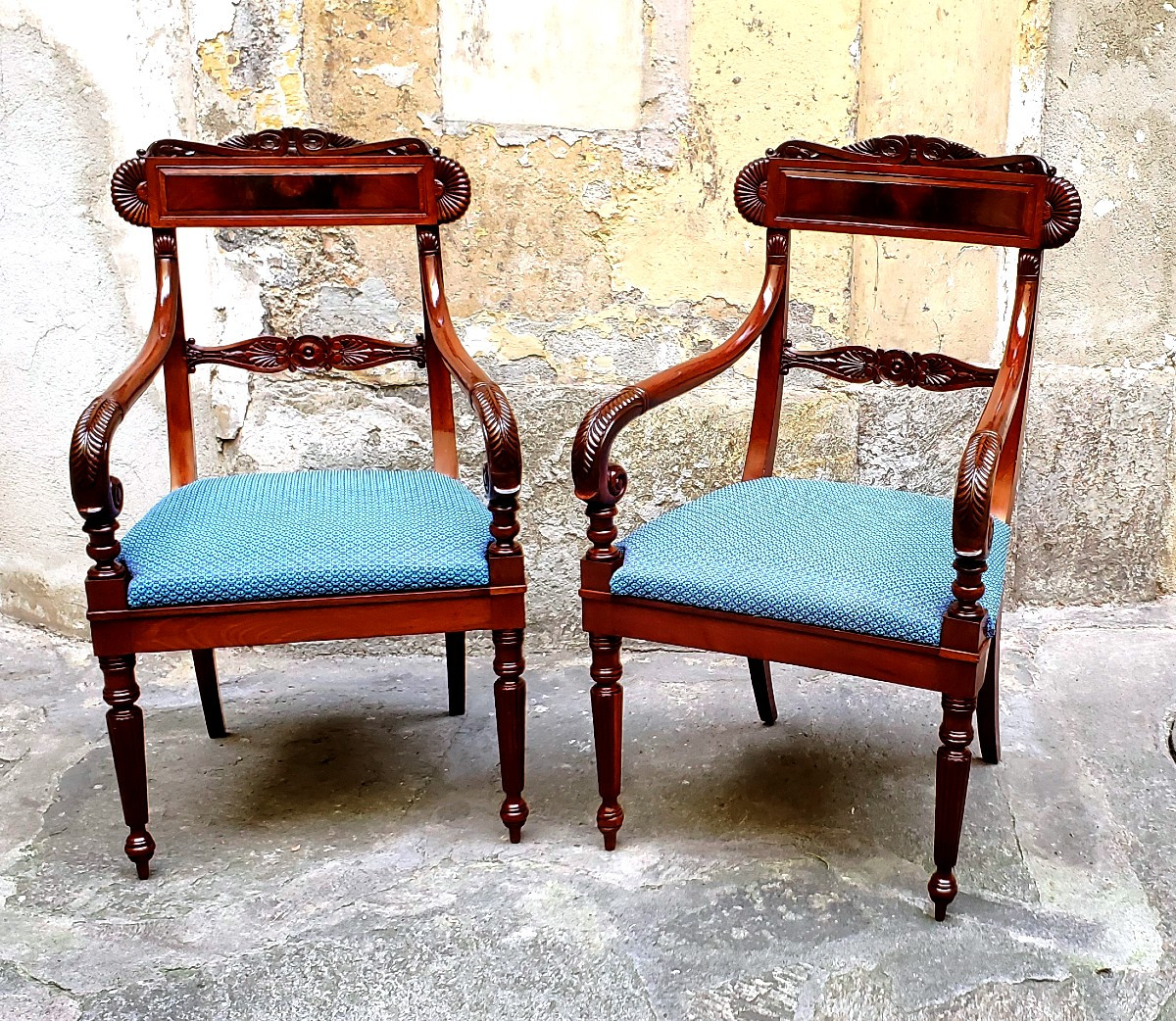 Antique Charles X Armchairs In Rosewood, Made In Italy