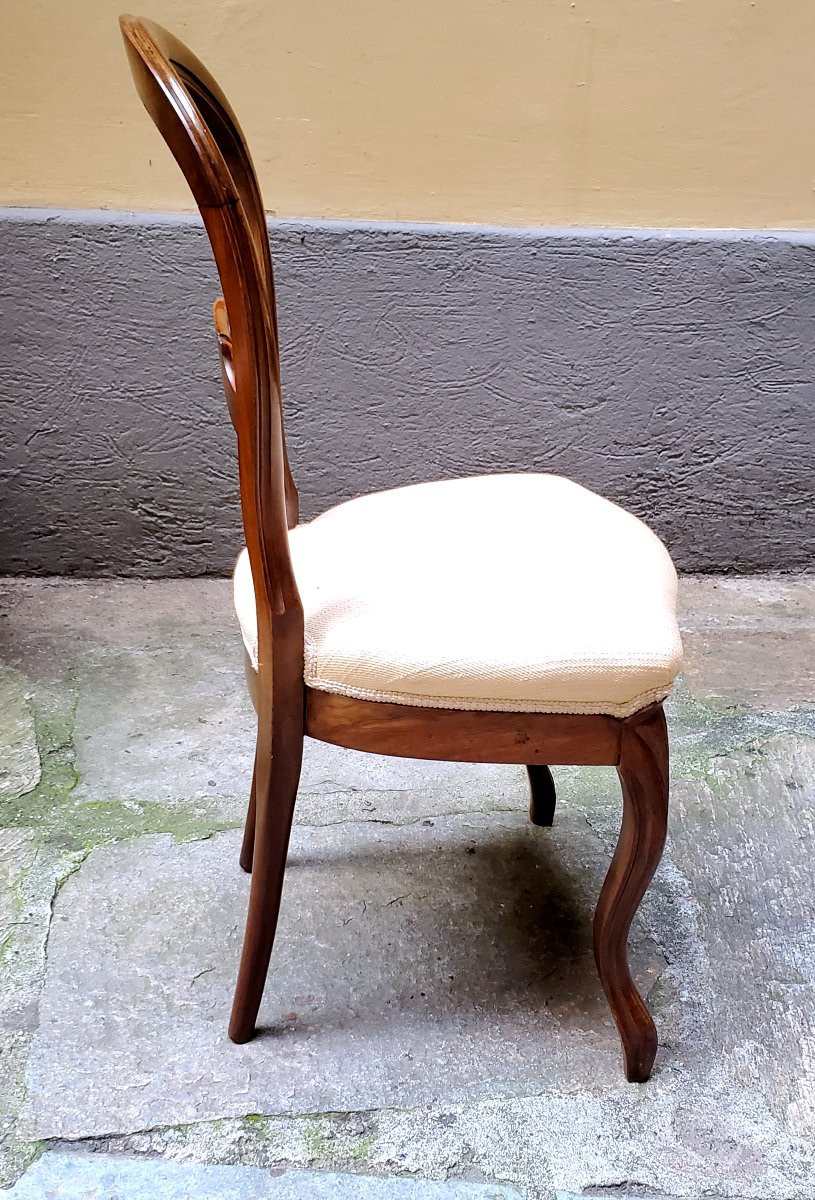 Chaises anciennes Louis Philippe en noyer, fabrication italienne.-photo-3