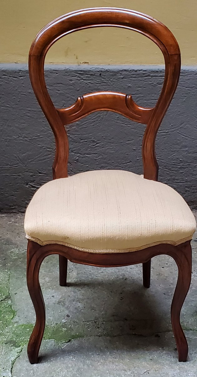 Chaises anciennes Louis Philippe en noyer, fabrication italienne.-photo-4