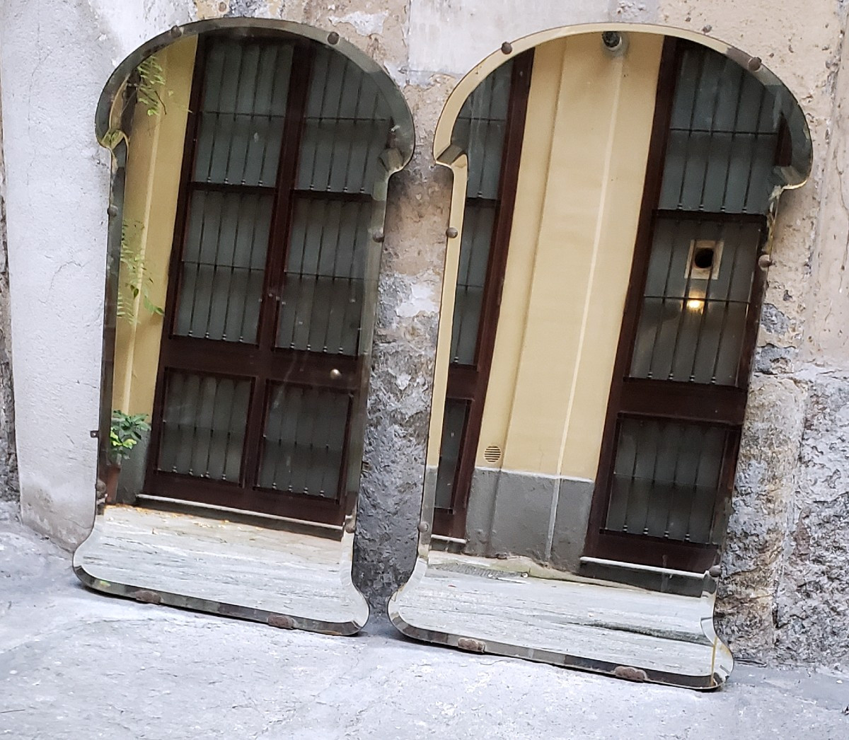 Two Antique Art Nouveau Mirrors.-photo-2