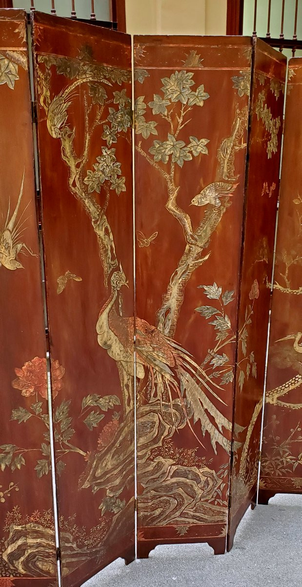 Ce paravent chinois à 8 panneaux en laque de Coromandel -photo-4