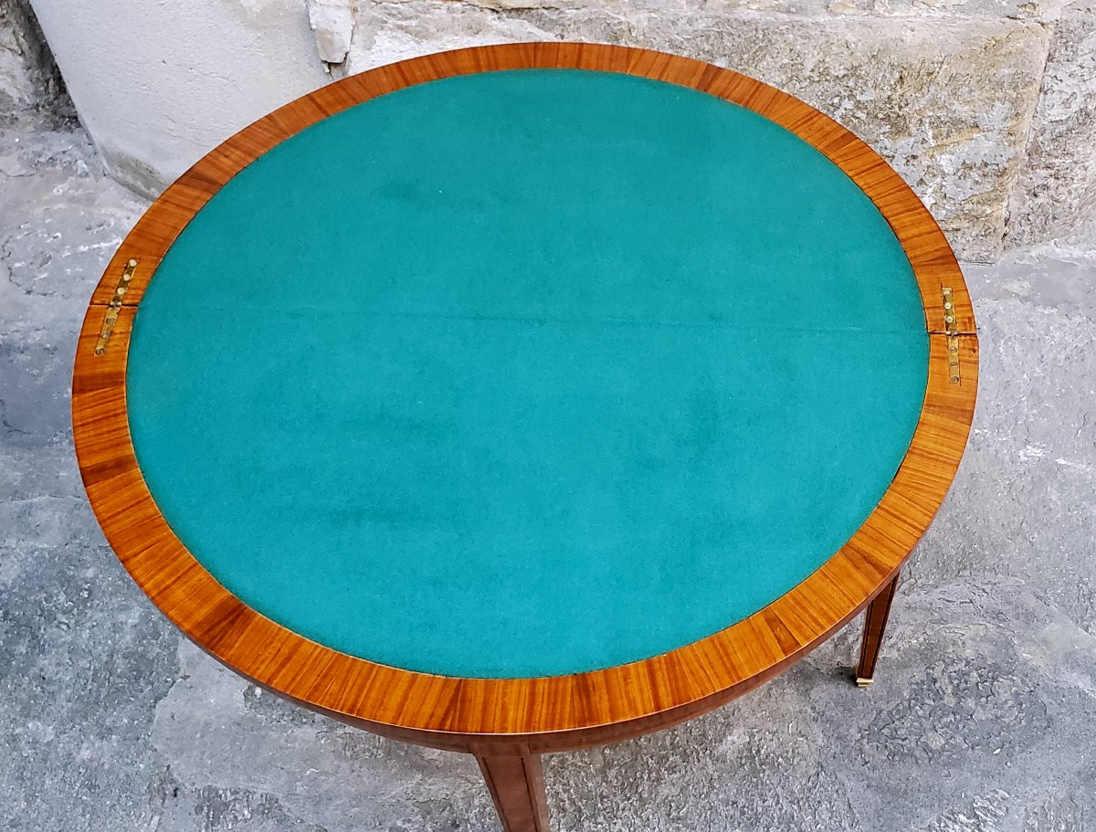 Antique English-made Half-moon Gaming Table From The Second Half Of The 19th Century-photo-2