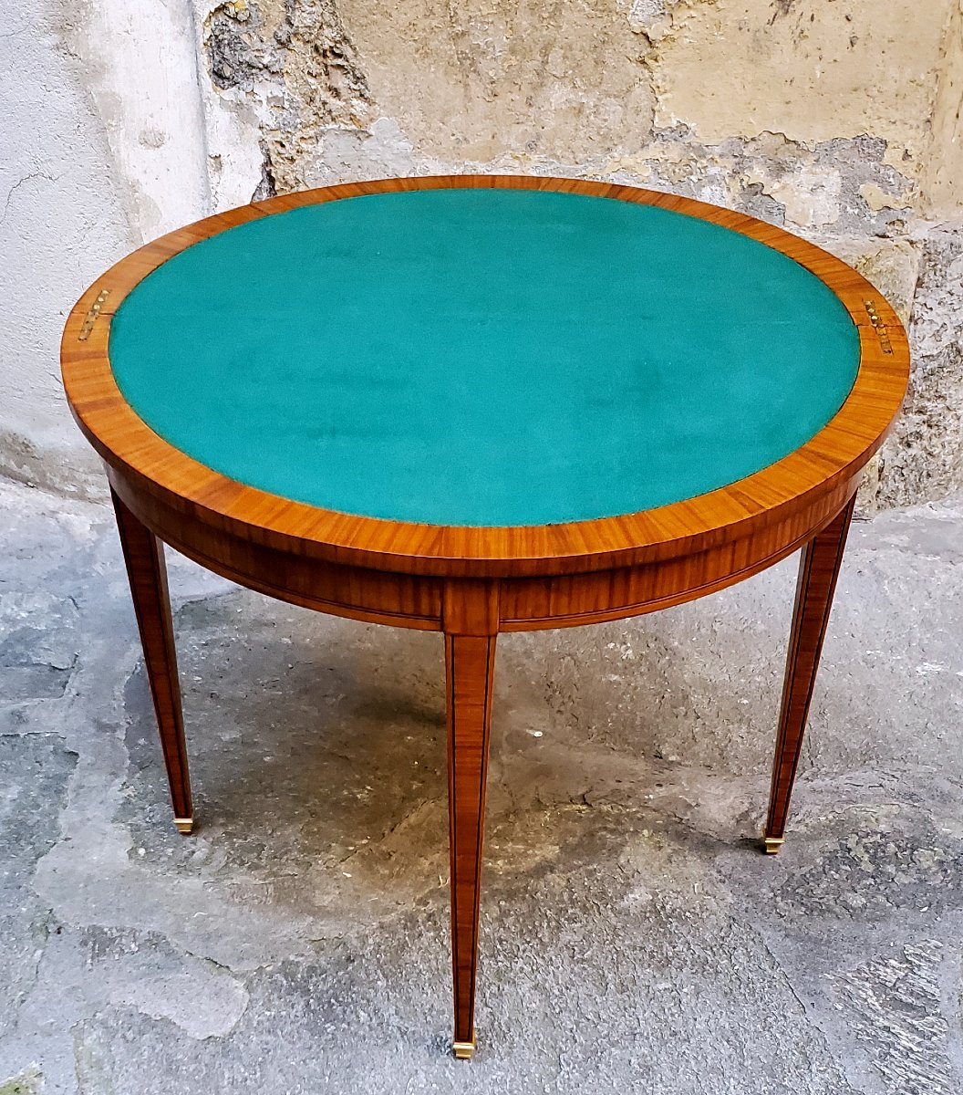 Antique English-made Half-moon Gaming Table From The Second Half Of The 19th Century-photo-1