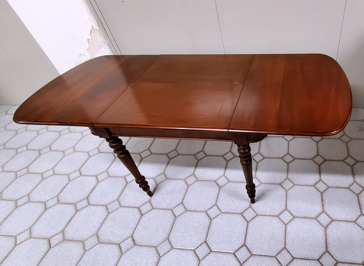 Antique Louis Philippe Extendable Table, -photo-3