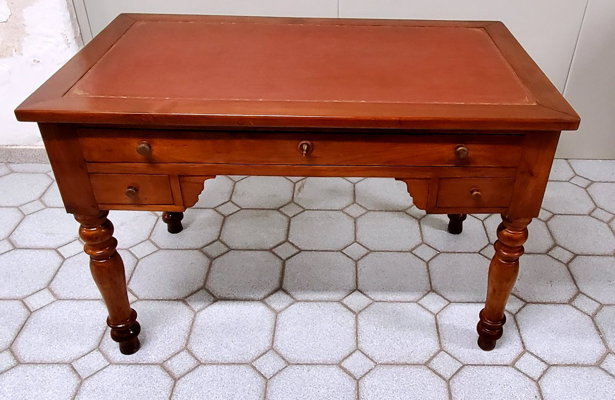 Antique Louis Philippe Cherry Wood Desk, Made In Piedmont (italy)-photo-2