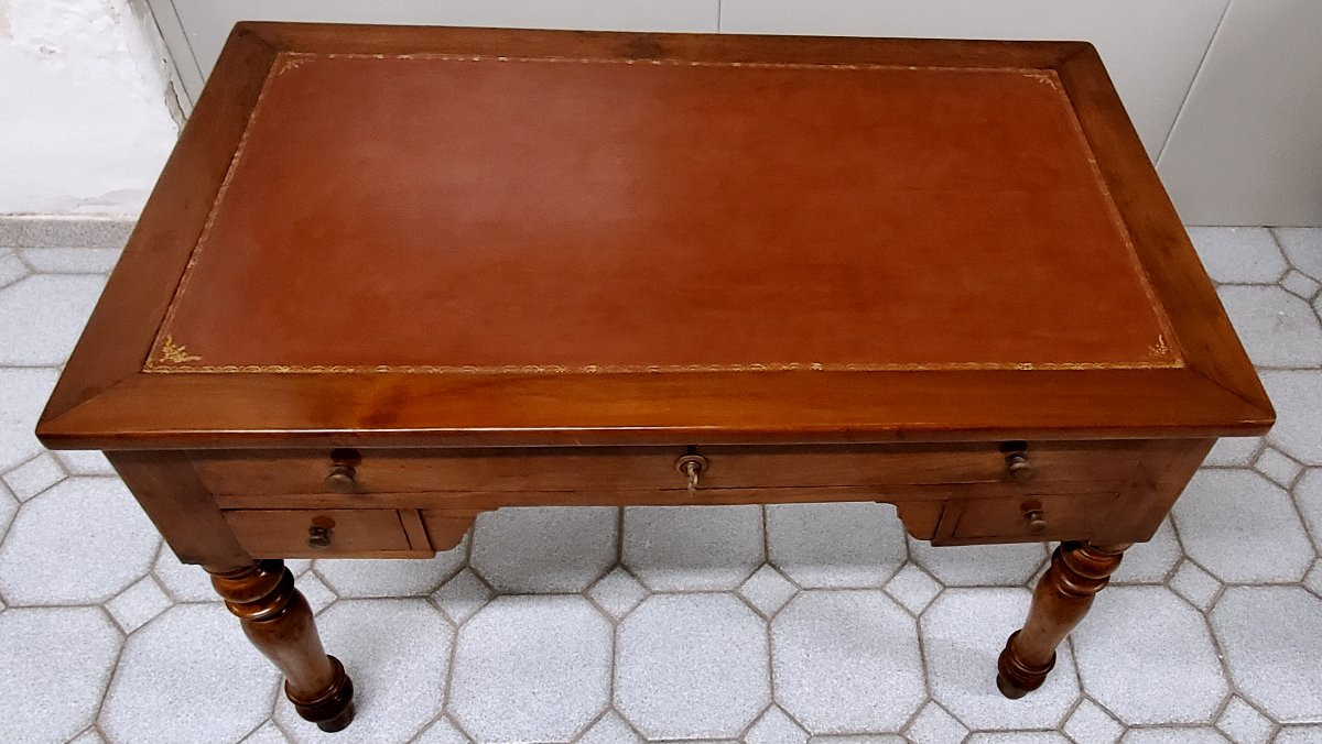 Antique Louis Philippe Cherry Wood Desk, Made In Piedmont (italy)-photo-3