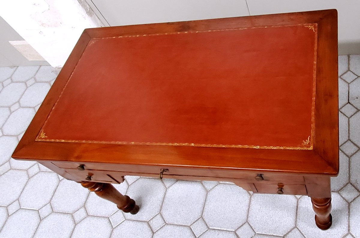 Antique Louis Philippe Cherry Wood Desk, Made In Piedmont (italy)-photo-5