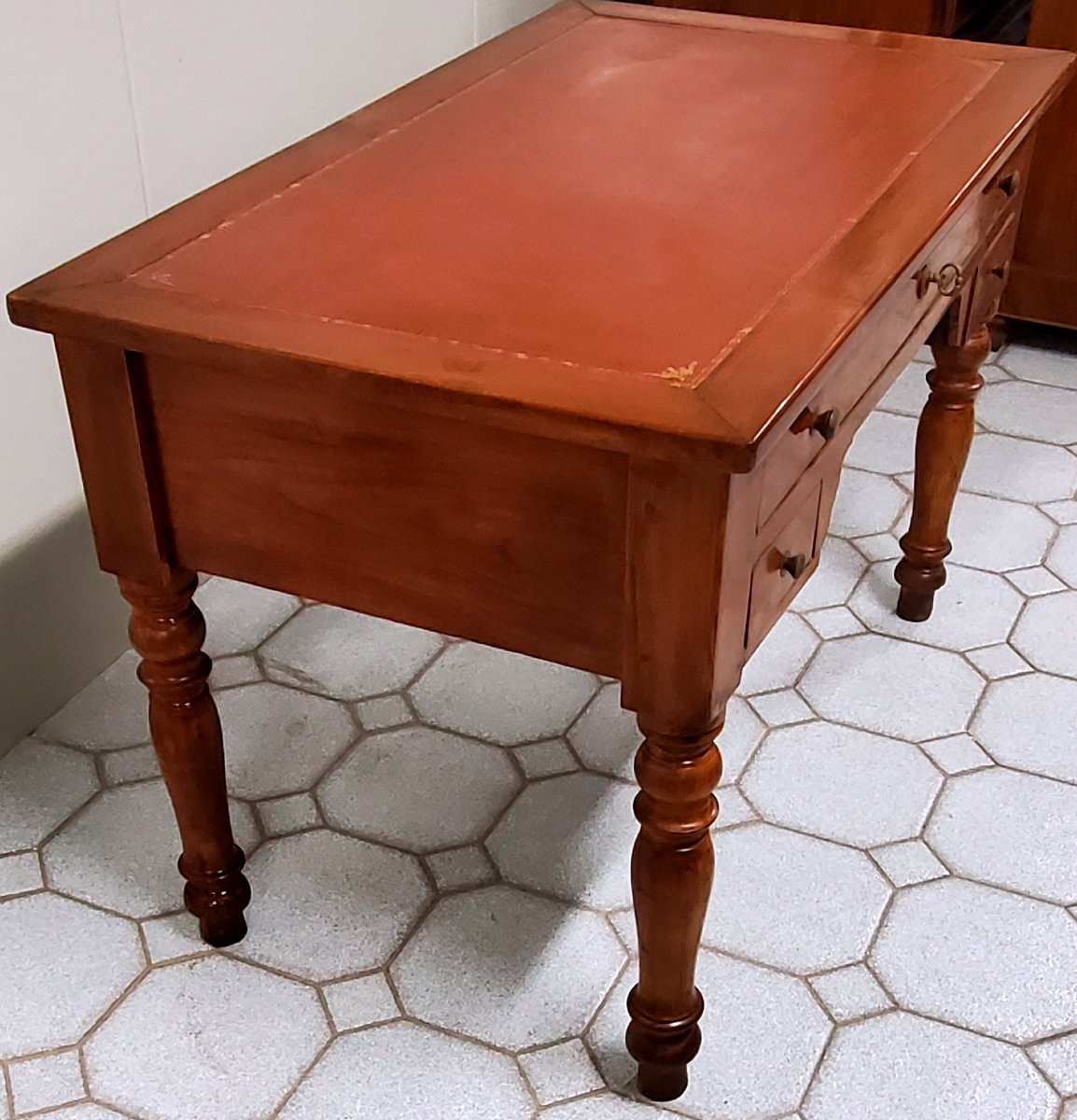 Antique Louis Philippe Cherry Wood Desk, Made In Piedmont (italy)-photo-6