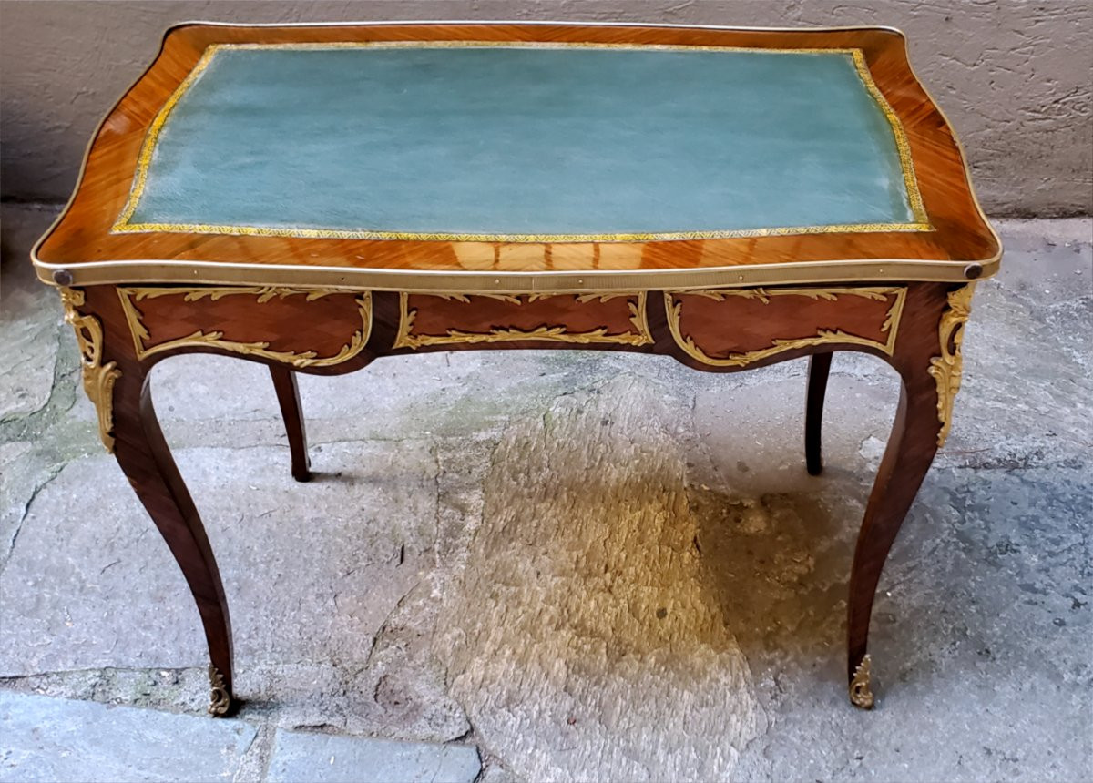 Antique French Napoleon III Desk In Rosewood And Bois De Rose-photo-1