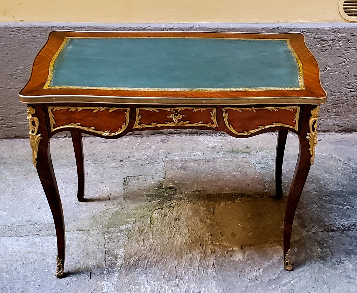 Antique French Napoleon III Desk In Rosewood And Bois De Rose-photo-5