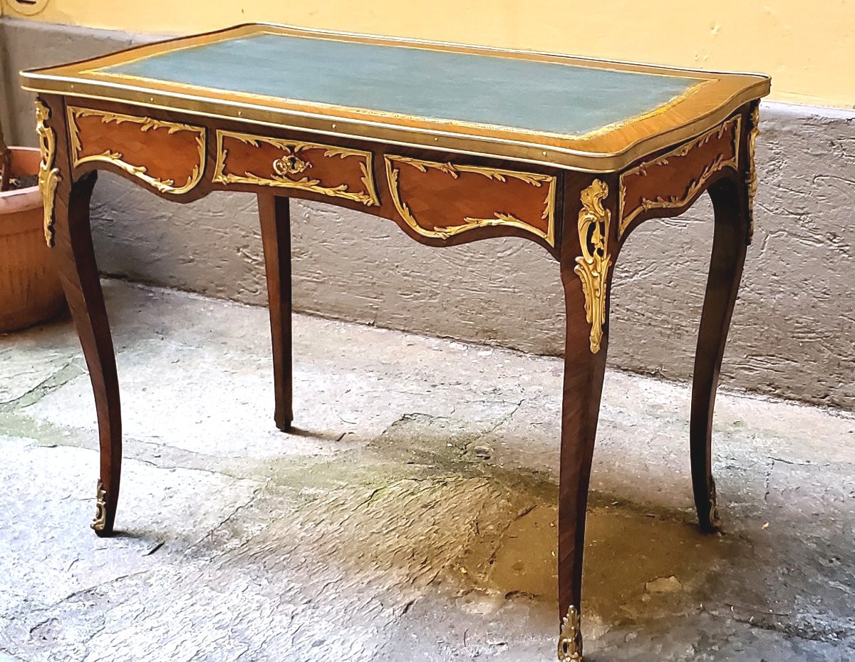 Bureau ancien Napoléon III en palissandre et bois de rose-photo-6