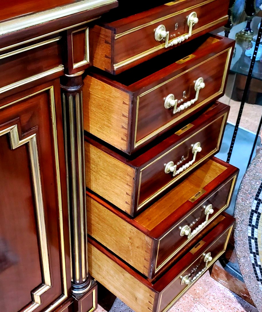 Antique Napoleon III Sideboard, French-made, In Mahogany.-photo-8