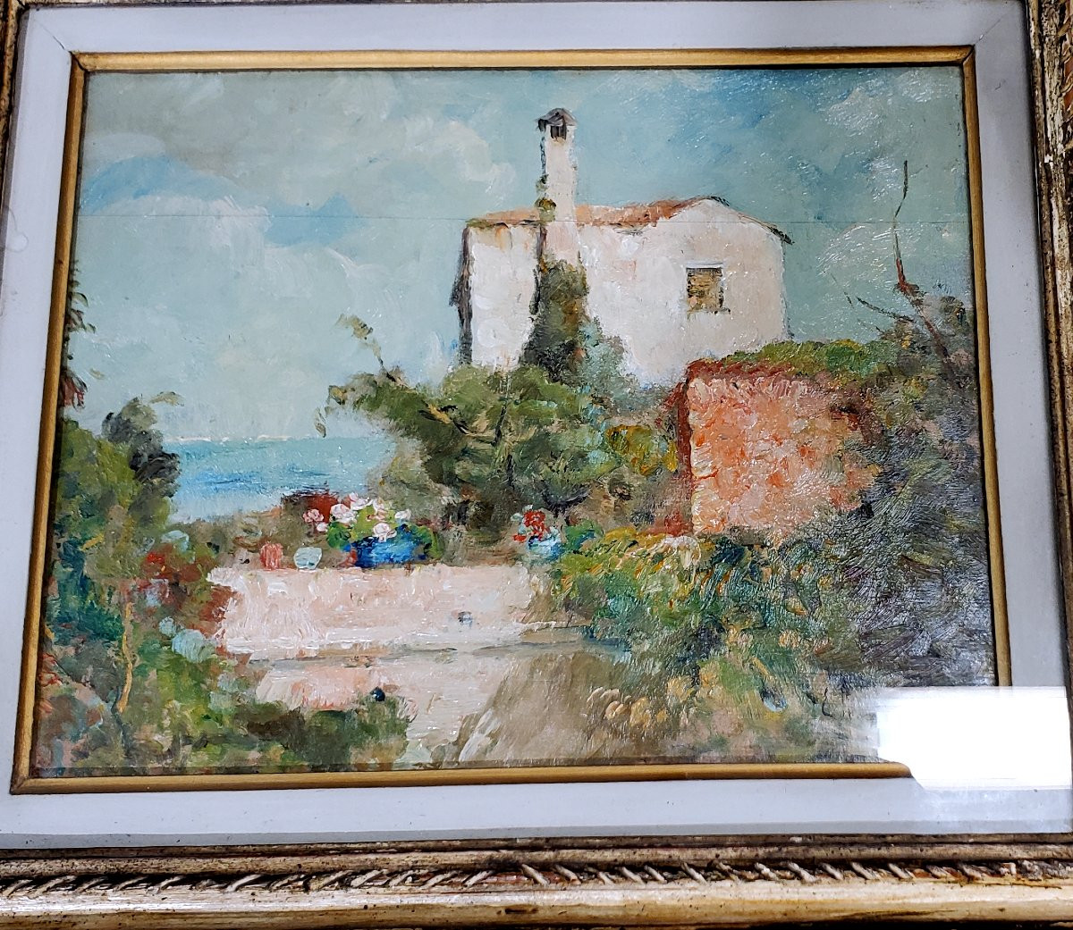 Oil Painting On Panel By Eugenio Bonivento Titled: Summer Morning In Burano. -photo-2