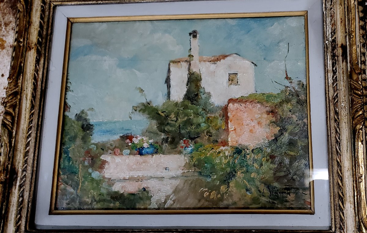 Oil Painting On Panel By Eugenio Bonivento Titled: Summer Morning In Burano. -photo-2