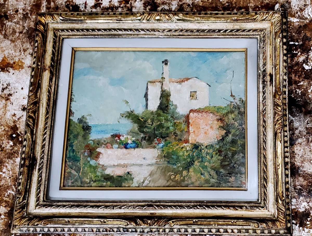 Oil Painting On Panel By Eugenio Bonivento Titled: Summer Morning In Burano. -photo-3