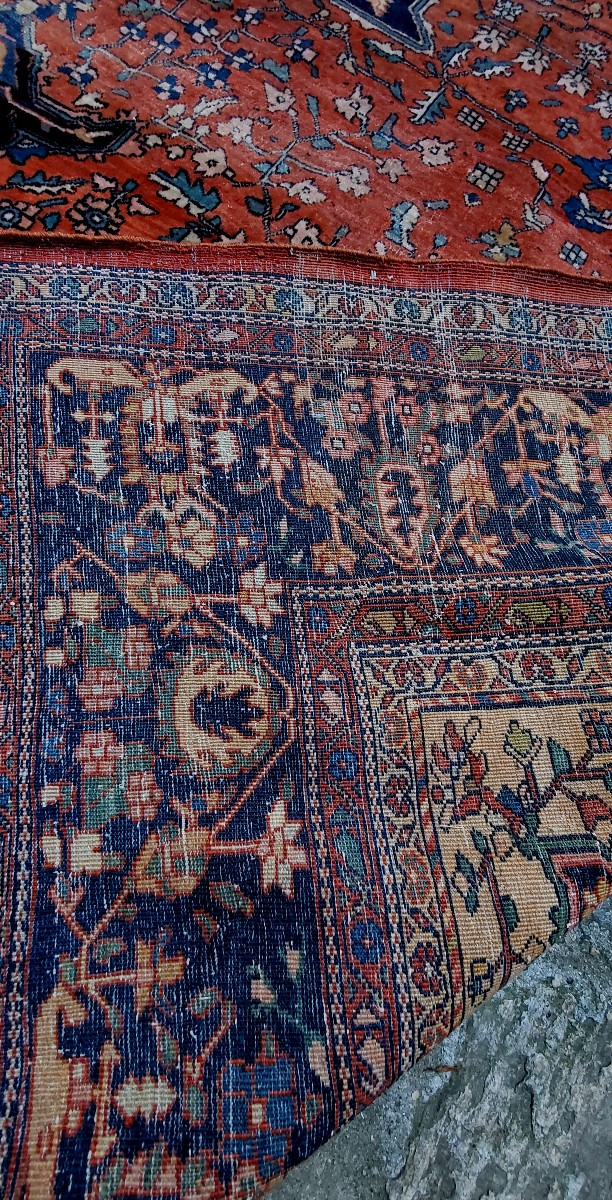 Grand tapis persan ancien de Heriz, datant des années 1930 (environ)-photo-3