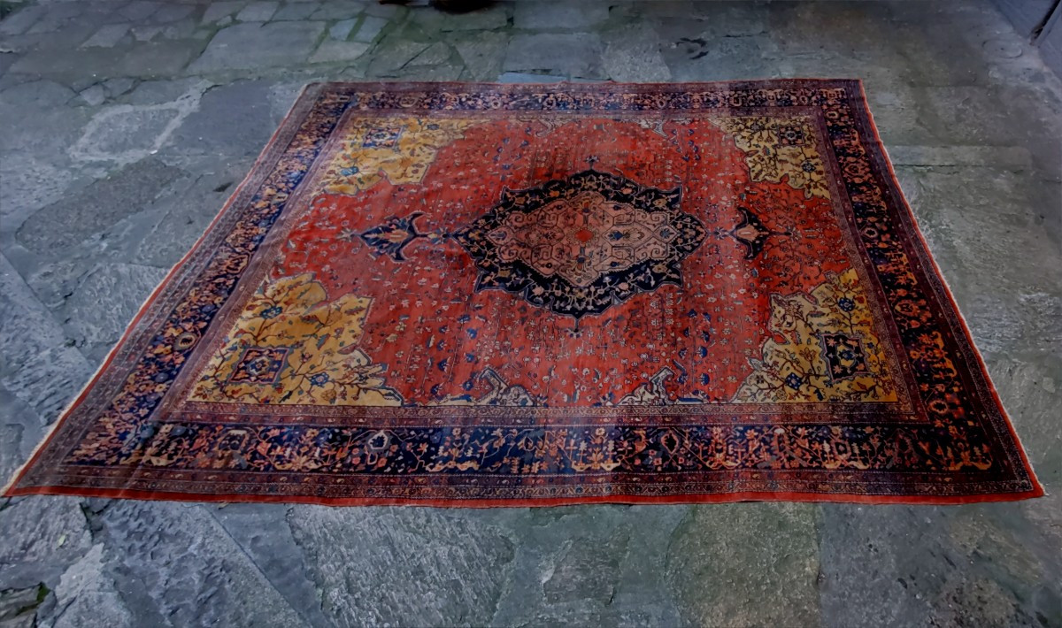 Grand tapis persan ancien de Heriz, datant des années 1930 (environ)