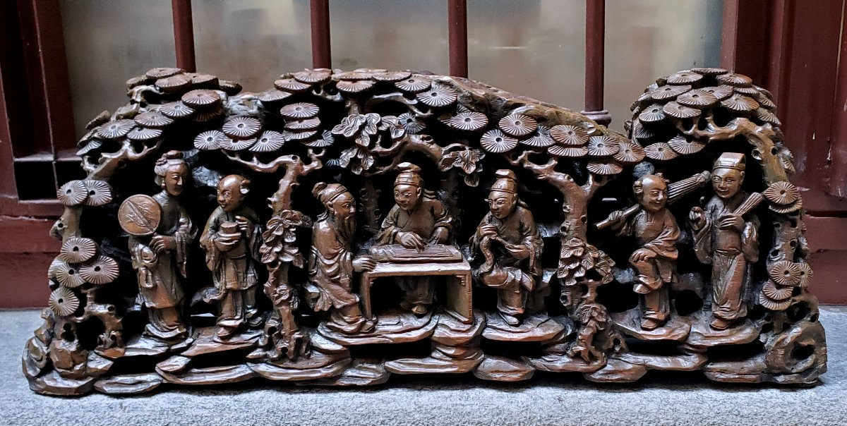 An Antique Chinese Sculpture From The 19th Century, Made Of Chinese Walnut Wood-photo-4