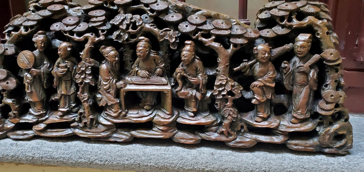 An Antique Chinese Sculpture From The 19th Century, Made Of Chinese Walnut Wood-photo-6