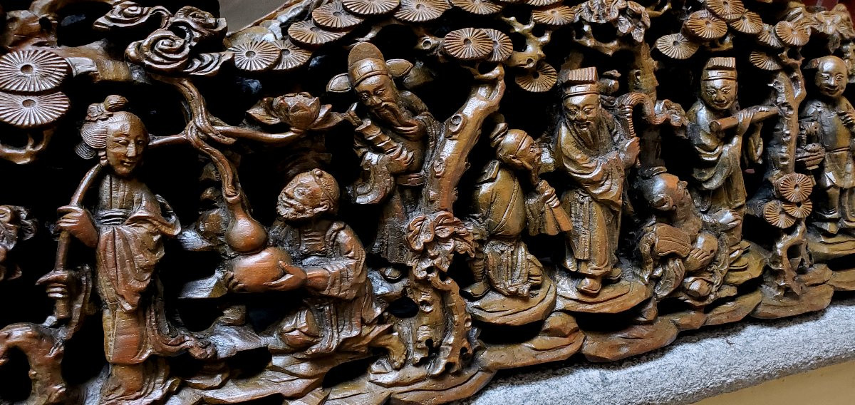 An Antique Chinese Sculpture From The 19th Century, Made Of Chinese Walnut Wood-photo-7