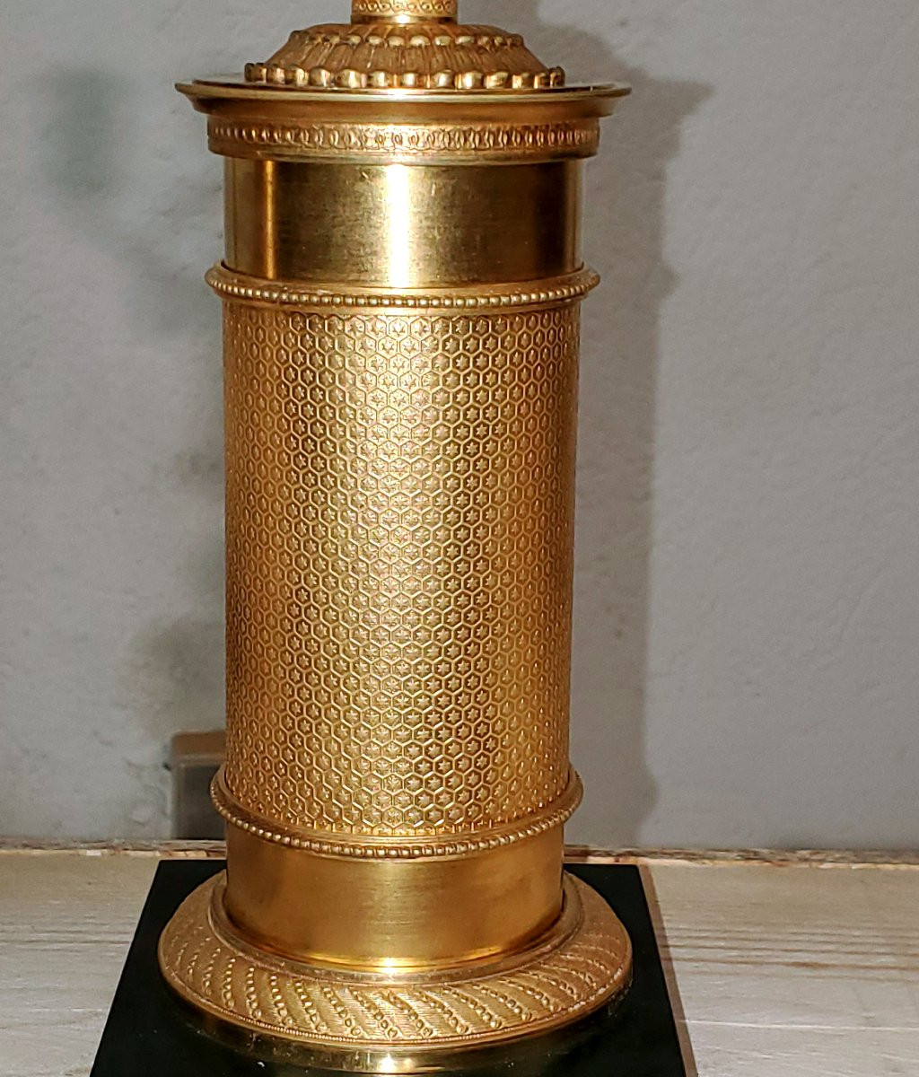 Two Antique Three-light Candlesticks In 18kt Gilded Bronze, French Empire -photo-7